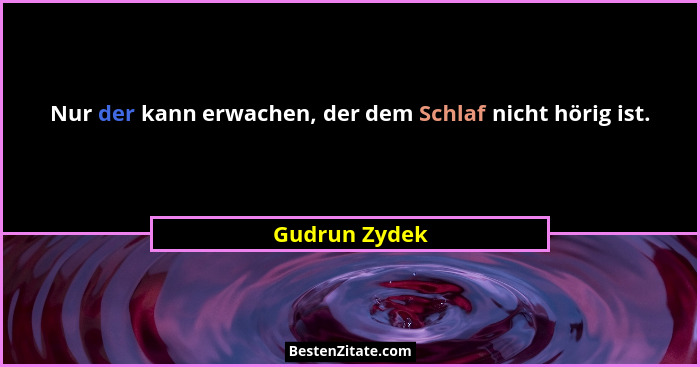 Nur der kann erwachen, der dem Schlaf nicht hörig ist.... - Gudrun Zydek