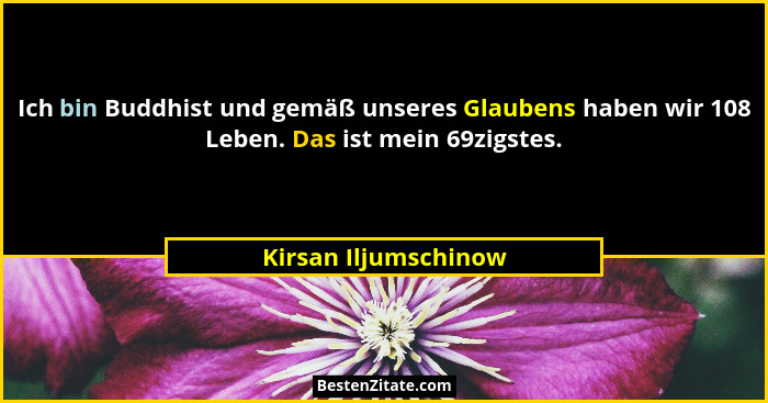 Ich bin Buddhist und gemäß unseres Glaubens haben wir 108 Leben. Das ist mein 69zigstes.... - Kirsan Iljumschinow