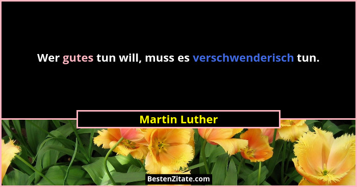 Wer gutes tun will, muss es verschwenderisch tun.... - Martin Luther