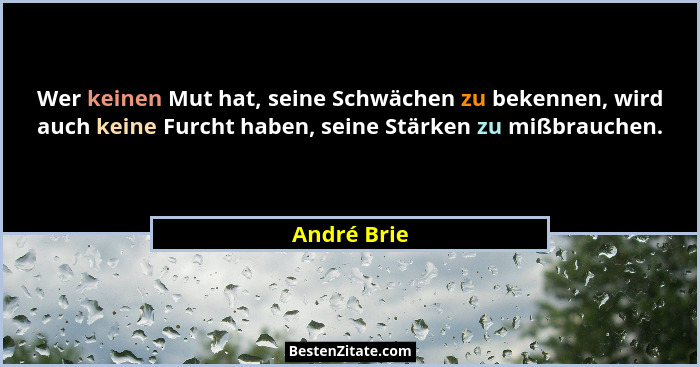Wer keinen Mut hat, seine Schwächen zu bekennen, wird auch keine Furcht haben, seine Stärken zu mißbrauchen.... - André Brie