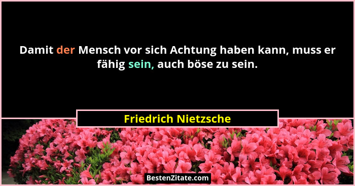 Damit der Mensch vor sich Achtung haben kann, muss er fähig sein, auch böse zu sein.... - Friedrich Nietzsche