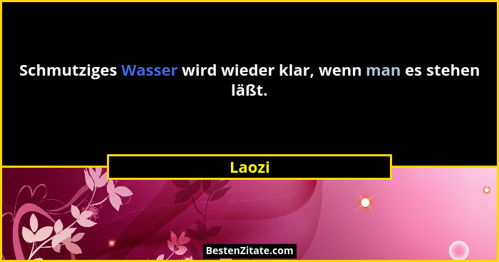 Schmutziges Wasser wird wieder klar, wenn man es stehen läßt.... - Laozi
