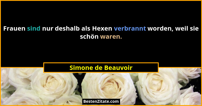 Frauen sind nur deshalb als Hexen verbrannt worden, weil sie schön waren.... - Simone de Beauvoir
