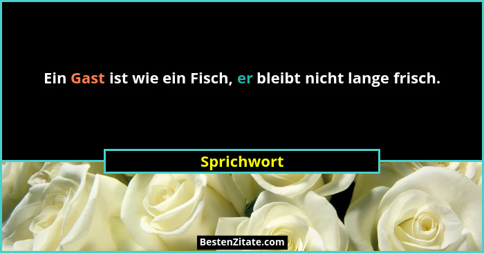 Ein Gast ist wie ein Fisch, er bleibt nicht lange frisch.... - Sprichwort