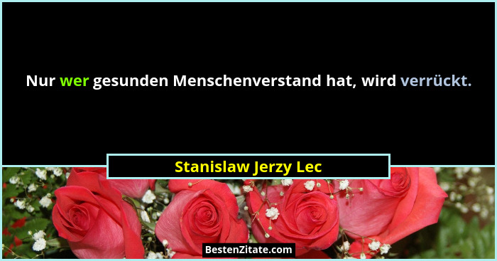Nur wer gesunden Menschenverstand hat, wird verrückt.... - Stanislaw Jerzy Lec