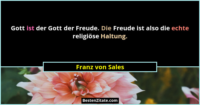 Gott ist der Gott der Freude. Die Freude ist also die echte religiöse Haltung.... - Franz von Sales