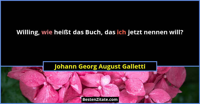 Willing, wie heißt das Buch, das ich jetzt nennen will?... - Johann Georg August Galletti