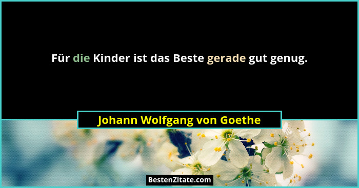 Für die Kinder ist das Beste gerade gut genug.... - Johann Wolfgang von Goethe