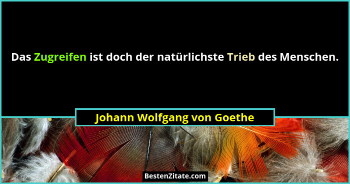 Das Zugreifen ist doch der natürlichste Trieb des Menschen.... - Johann Wolfgang von Goethe