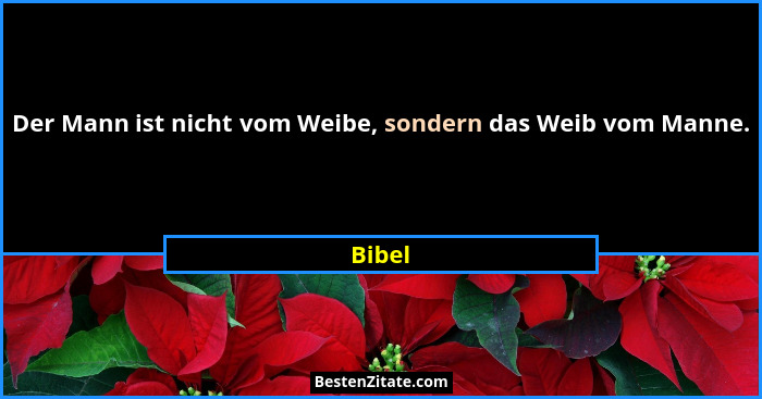 Der Mann ist nicht vom Weibe, sondern das Weib vom Manne.... - Bibel