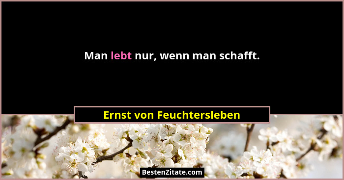 Man lebt nur, wenn man schafft.... - Ernst von Feuchtersleben