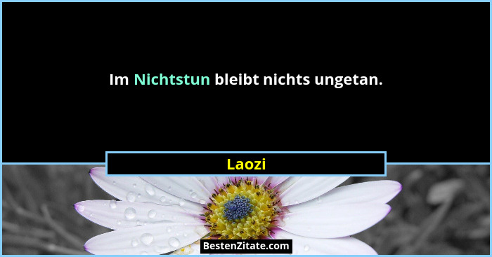 Im Nichtstun bleibt nichts ungetan.... - Laozi