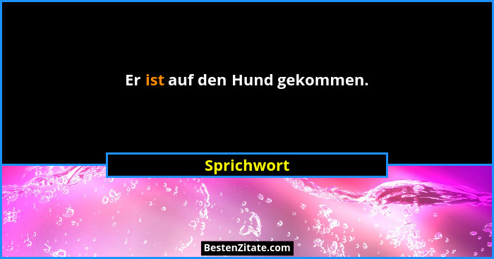 Er ist auf den Hund gekommen.... - Sprichwort