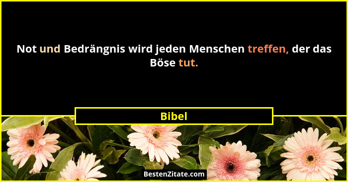 Not und Bedrängnis wird jeden Menschen treffen, der das Böse tut.... - Bibel