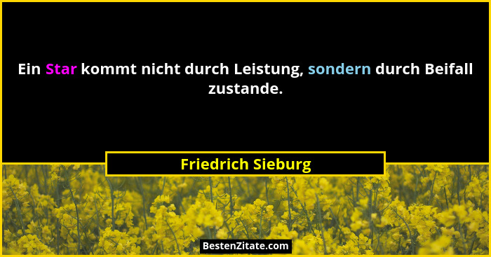 Ein Star kommt nicht durch Leistung, sondern durch Beifall zustande.... - Friedrich Sieburg
