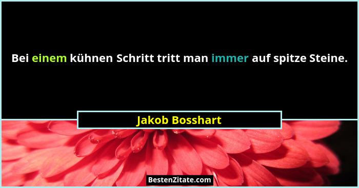 Bei einem kühnen Schritt tritt man immer auf spitze Steine.... - Jakob Bosshart