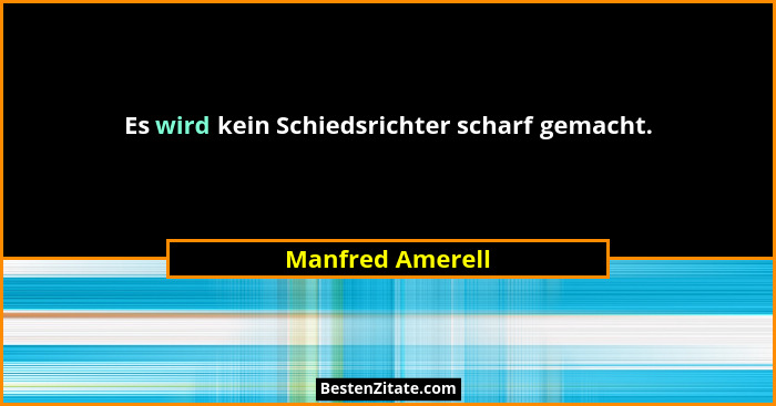 Es wird kein Schiedsrichter scharf gemacht.... - Manfred Amerell