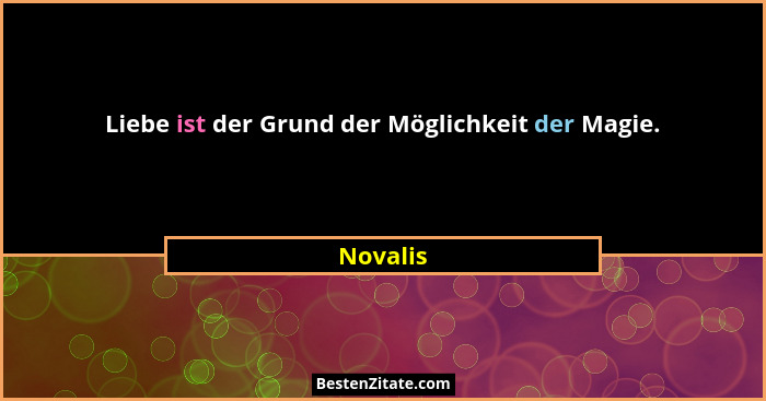 Liebe ist der Grund der Möglichkeit der Magie.... - Novalis