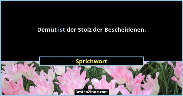 Demut ist der Stolz der Bescheidenen.... - Sprichwort