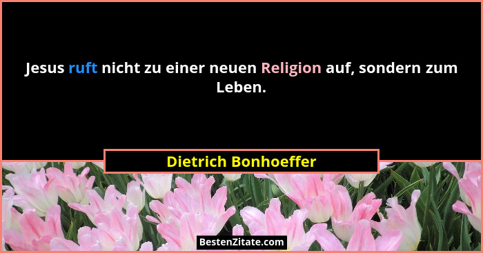 Jesus ruft nicht zu einer neuen Religion auf, sondern zum Leben.... - Dietrich Bonhoeffer
