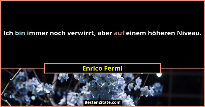 Ich bin immer noch verwirrt, aber auf einem höheren Niveau.... - Enrico Fermi