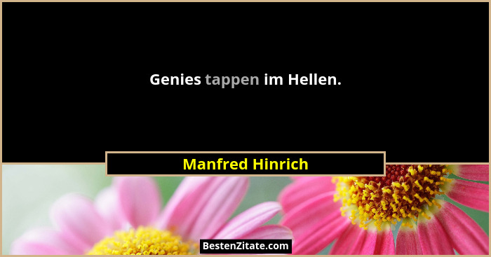 Genies tappen im Hellen.... - Manfred Hinrich