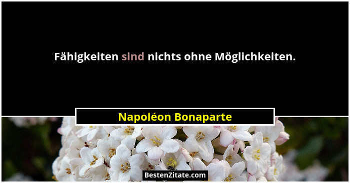 Fähigkeiten sind nichts ohne Möglichkeiten.... - Napoléon Bonaparte
