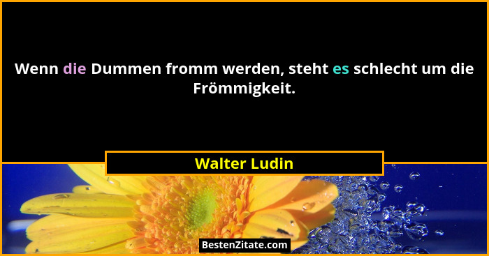 Wenn die Dummen fromm werden, steht es schlecht um die Frömmigkeit.... - Walter Ludin