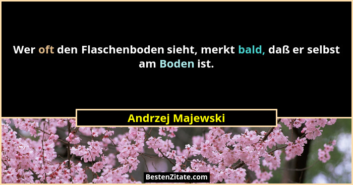 Wer oft den Flaschenboden sieht, merkt bald, daß er selbst am Boden ist.... - Andrzej Majewski
