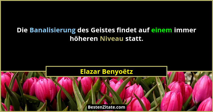 Die Banalisierung des Geistes findet auf einem immer höheren Niveau statt.... - Elazar Benyoëtz