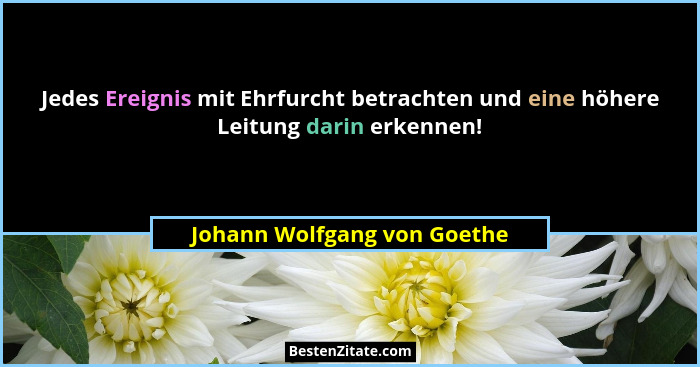 Jedes Ereignis mit Ehrfurcht betrachten und eine höhere Leitung darin erkennen!... - Johann Wolfgang von Goethe