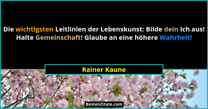 Die wichtigsten Leitlinien der Lebenskunst: Bilde dein Ich aus! Halte Gemeinschaft! Glaube an eine höhere Wahrheit!... - Rainer Kaune