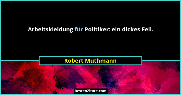 Arbeitskleidung für Politiker: ein dickes Fell.... - Robert Muthmann