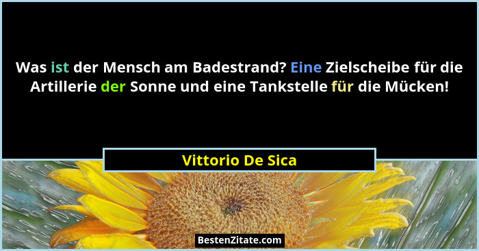 Was ist der Mensch am Badestrand? Eine Zielscheibe für die Artillerie der Sonne und eine Tankstelle für die Mücken!... - Vittorio De Sica
