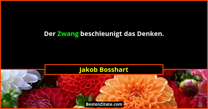 Der Zwang beschleunigt das Denken.... - Jakob Bosshart