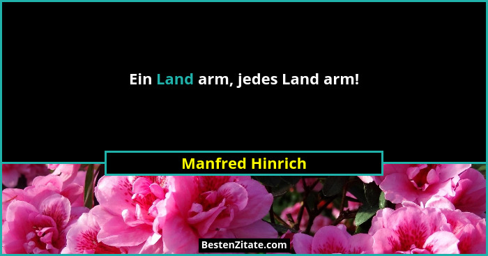 Ein Land arm, jedes Land arm!... - Manfred Hinrich