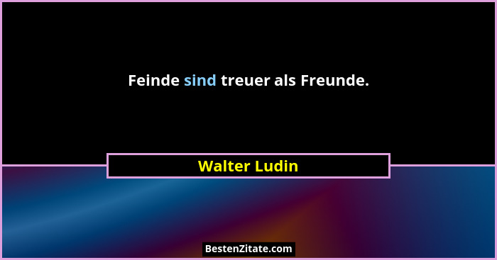 Feinde sind treuer als Freunde.... - Walter Ludin
