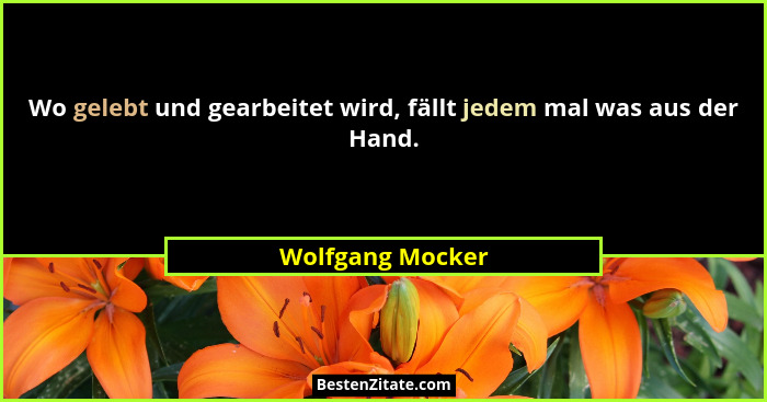 Wo gelebt und gearbeitet wird, fällt jedem mal was aus der Hand.... - Wolfgang Mocker