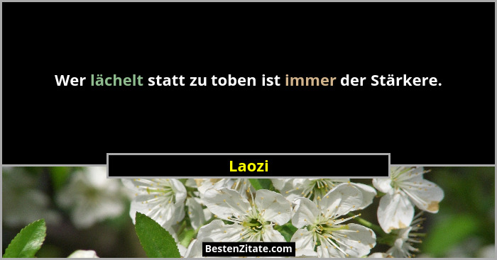 Wer lächelt statt zu toben ist immer der Stärkere.... - Laozi