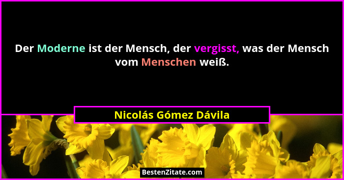 Der Moderne ist der Mensch, der vergisst, was der Mensch vom Menschen weiß.... - Nicolás Gómez Dávila