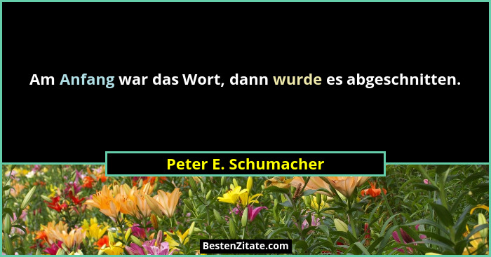 Am Anfang war das Wort, dann wurde es abgeschnitten.... - Peter E. Schumacher
