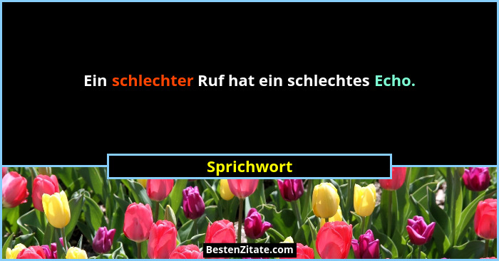 Ein schlechter Ruf hat ein schlechtes Echo.... - Sprichwort