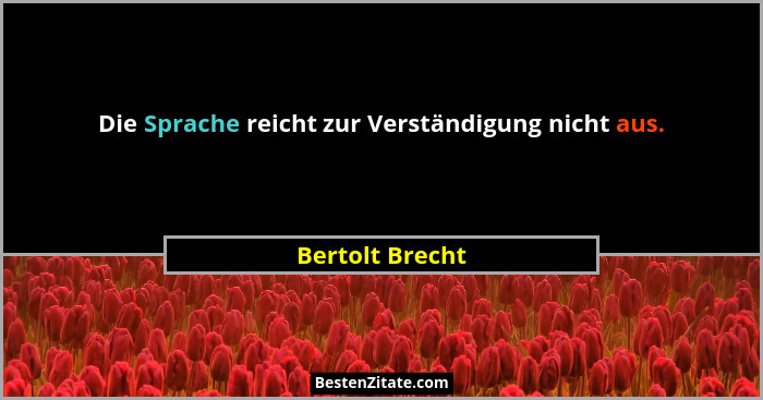 Die Sprache reicht zur Verständigung nicht aus.... - Bertolt Brecht