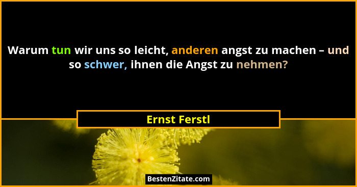 Warum tun wir uns so leicht, anderen angst zu machen – und so schwer, ihnen die Angst zu nehmen?... - Ernst Ferstl