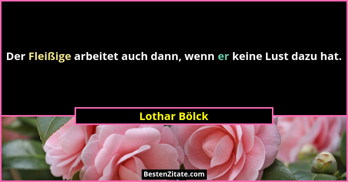 Der Fleißige arbeitet auch dann, wenn er keine Lust dazu hat.... - Lothar Bölck