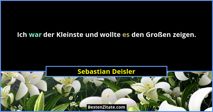 Ich war der Kleinste und wollte es den Großen zeigen.... - Sebastian Deisler