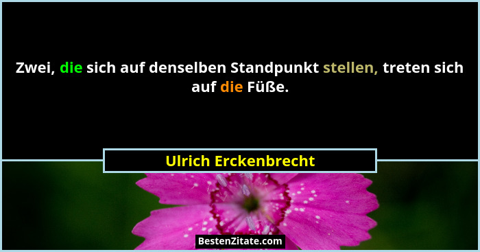 Zwei, die sich auf denselben Standpunkt stellen, treten sich auf die Füße.... - Ulrich Erckenbrecht