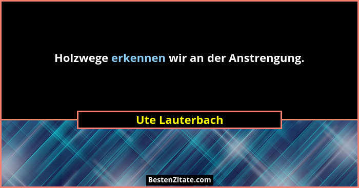 Holzwege erkennen wir an der Anstrengung.... - Ute Lauterbach