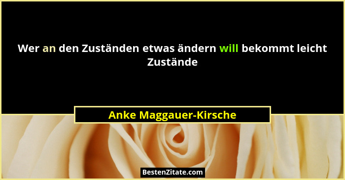 Wer an den Zuständen etwas ändern will bekommt leicht Zustände... - Anke Maggauer-Kirsche