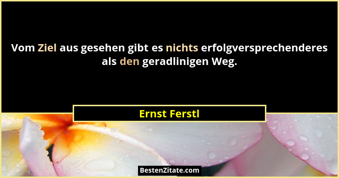 Vom Ziel aus gesehen gibt es nichts erfolgversprechenderes als den geradlinigen Weg.... - Ernst Ferstl